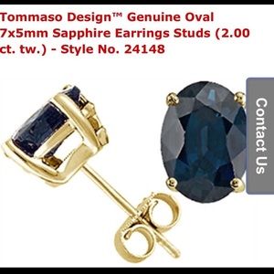 TommasoDesign Genuine Oval 7x5mm Sapphire Earrings